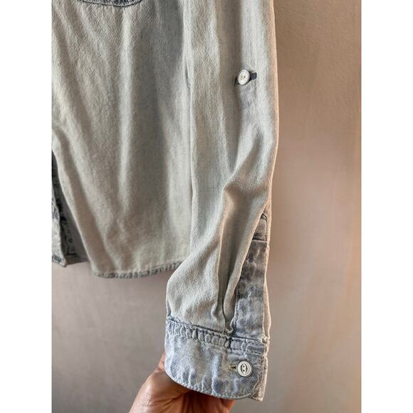 Adriano Goldschmied AG Denim Chambray Button Down Shirt Light Wash Western XS - Picture 3 of 6